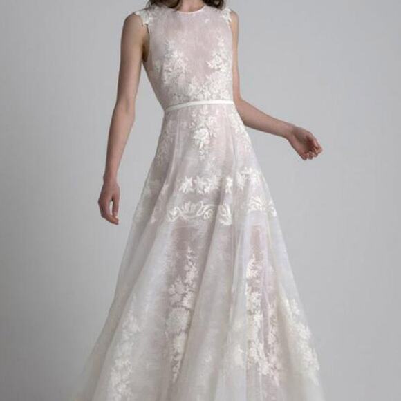 SACHIN and BABI Margot Silk Lace Aline Sleeveless Bridal Wedding Dress Gown 10 - Picture 1 of 11